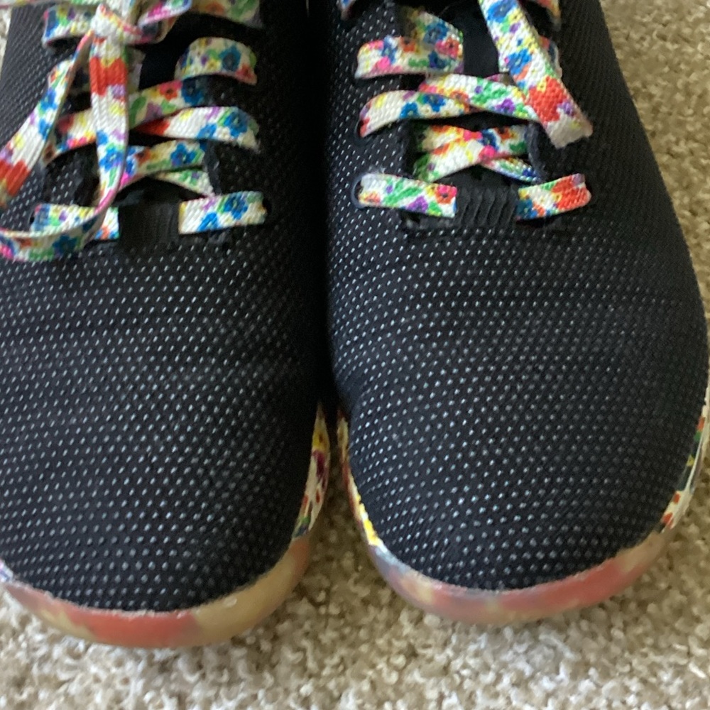 NOBULL UNISEX Black Athletic Shoes with Multicolor Floral Accents - Picture 6 of 7